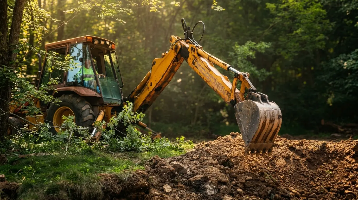 Heavy excavation and lot clearing in progress by VP Construction